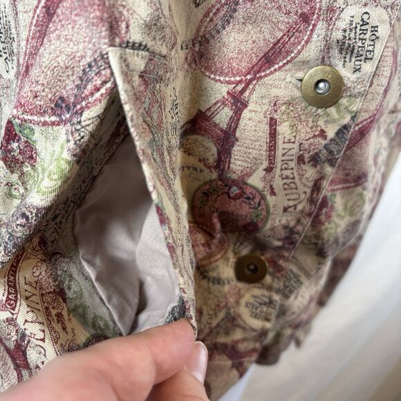 Christopher & Banks M Jacket Parisian Travel Print Button Front Vintage-Inspired - Picture 4 of 16